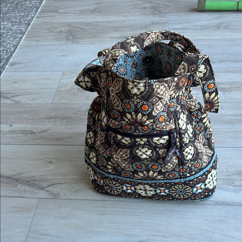 Vera Bradly Floral Patterned Brown Tote Bag